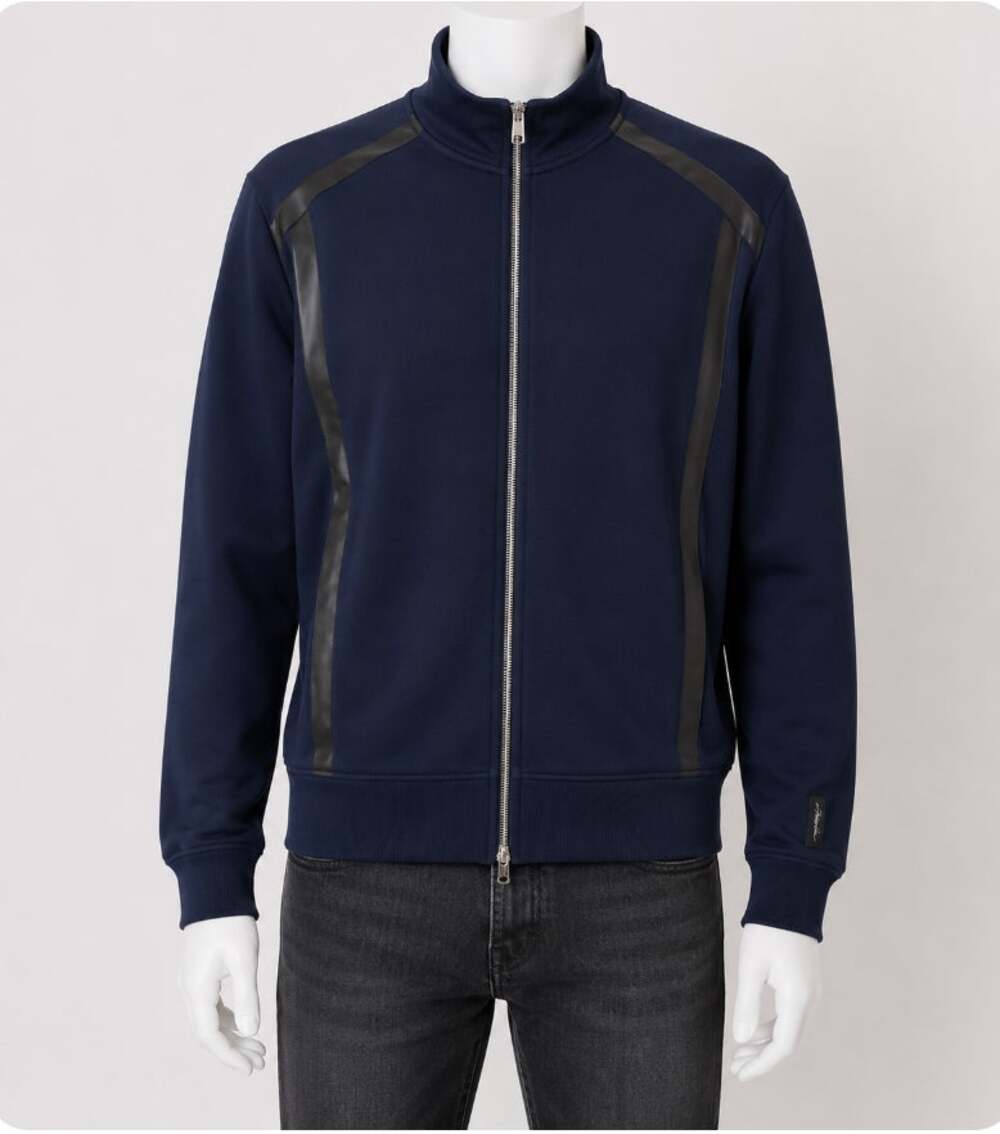 3.1 Phillip Lim Dark Navy Blue Track Jacket Zip Front Black Stripe Piping Medium